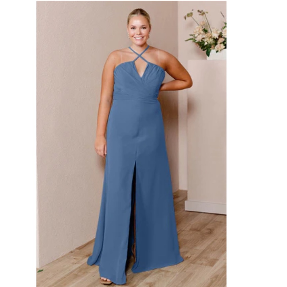 Revelry Nayeli Chiffon Bridesmaids Dress - Chiffon Dusty Blue 2